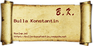 Bulla Konstantin névjegykártya